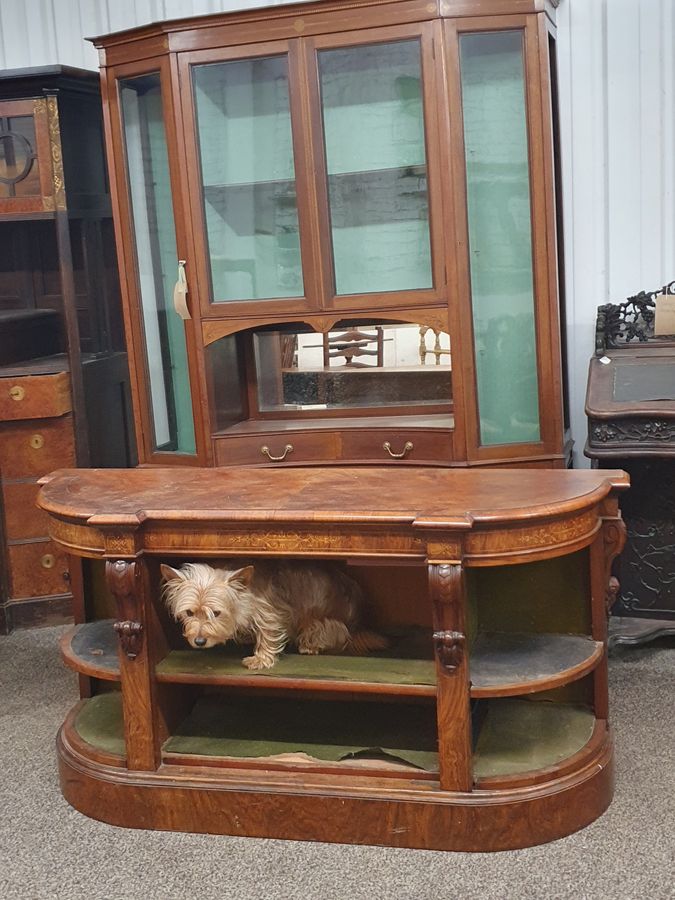 Antique Antique Victorian Walnut Side Cabinet Table