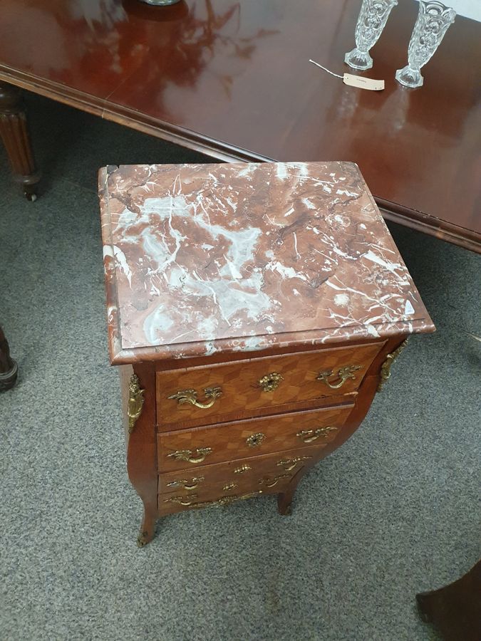 Antique Good Antique French Marquetry Inlaid Pedestal Chest of Drawers 