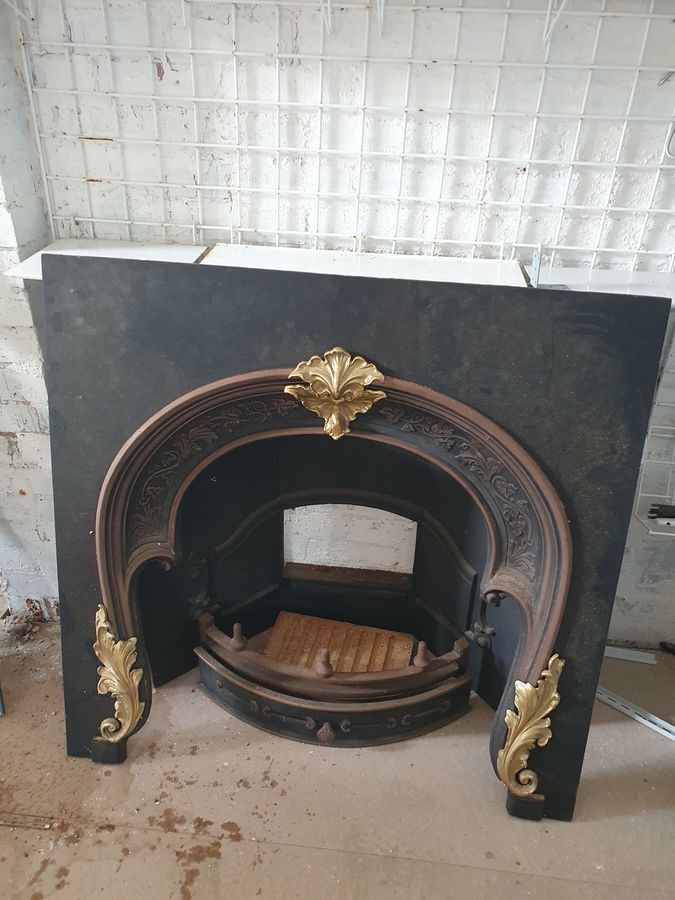 Antique Victorian Style Fireplace Inset & Fire Grate