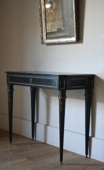 A C19th ebonised and brass mounted console table