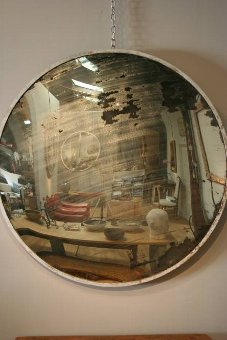 A fantastic industrial mirror with lovelly worn glass of rare size