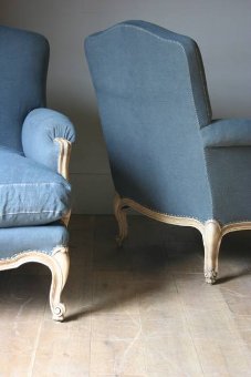 A pair of French bergere armchairs