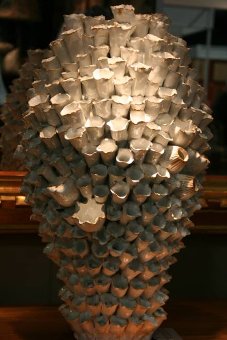 A sculprural 1960s white terracotta vase