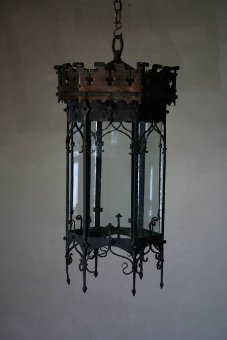 An early C20th English copper and iron lantern
