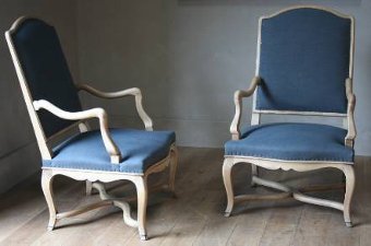 A pair of C18th style French fauteuil