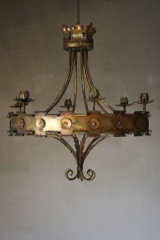 A 1930s Spanish gilt metal chandelier