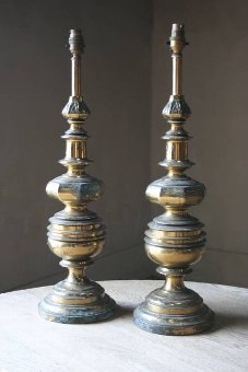 A pair of 1960s brass table lamps