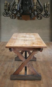 An unusual C19th English pine refectory table