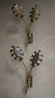 A set of 4 1960s French brass wall lights
