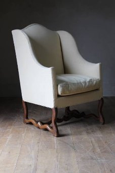 An C18th French Os de Mouton wing chair