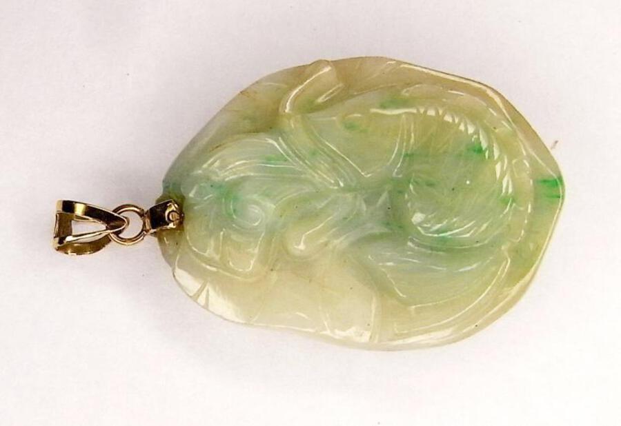 Antique JADEITE FISHY PENDANT | ANTIQUES.CO.UK