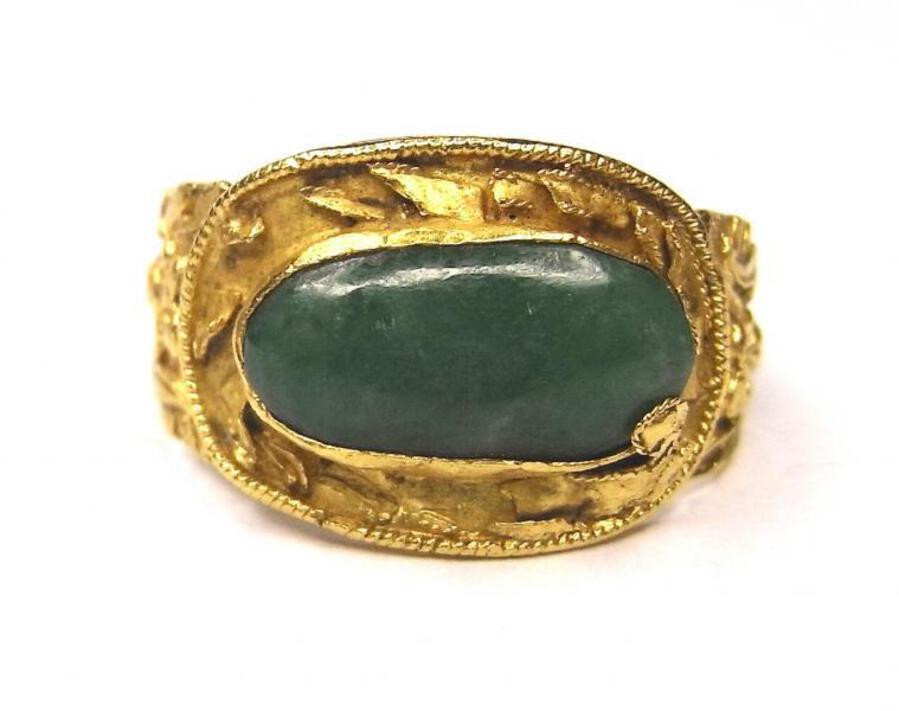 Antique Chinese Jade and Gold Ring | ANTIQUES.CO.UK