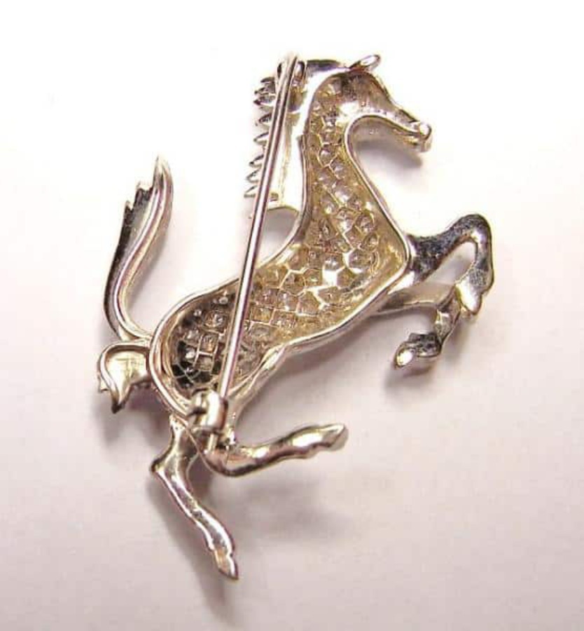 Antique Diamond and platinum horse brooch