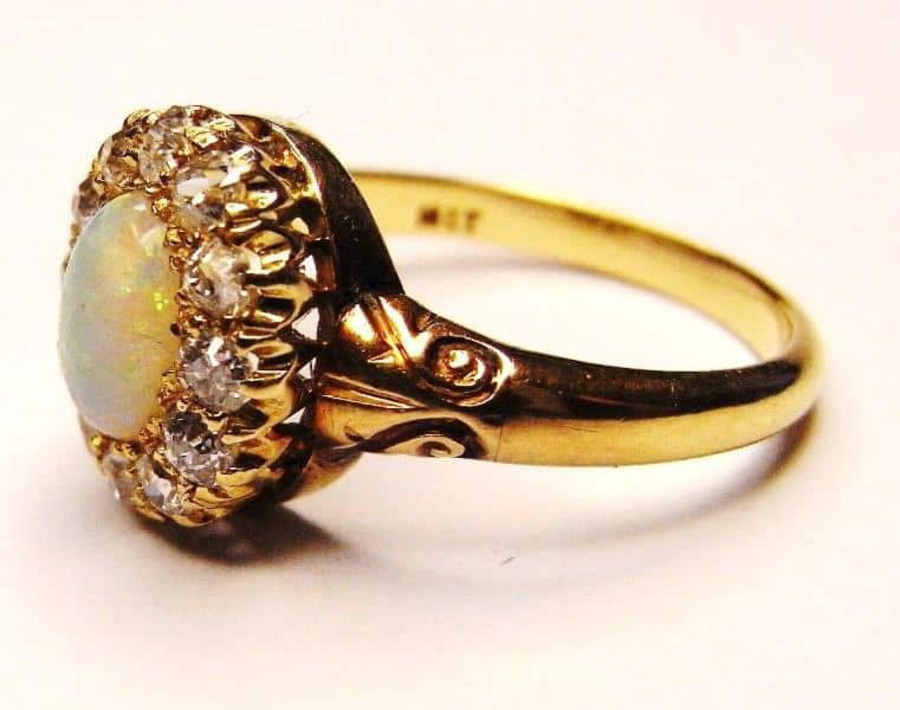Antique OPAL AND DIAMOND RING N290A