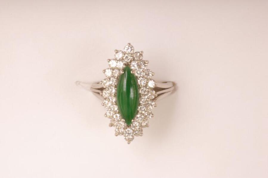 Antique IMPERIAL JADE AND DIAMOND RING