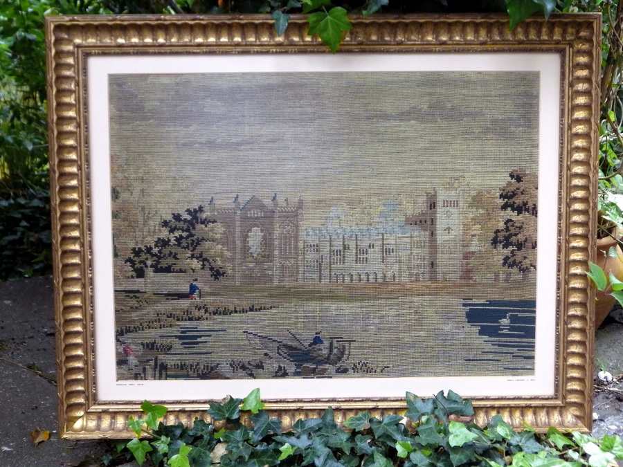 Antique NEWSTEAD ABBEY Gilt Framed Mid 19th Century EMBROIDERY TAPESTRY