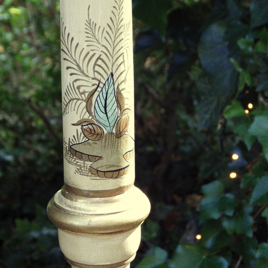 Antique CHINOISERIE Antique Early 20th Century Cream DECORATIVE STANDARD LAMP