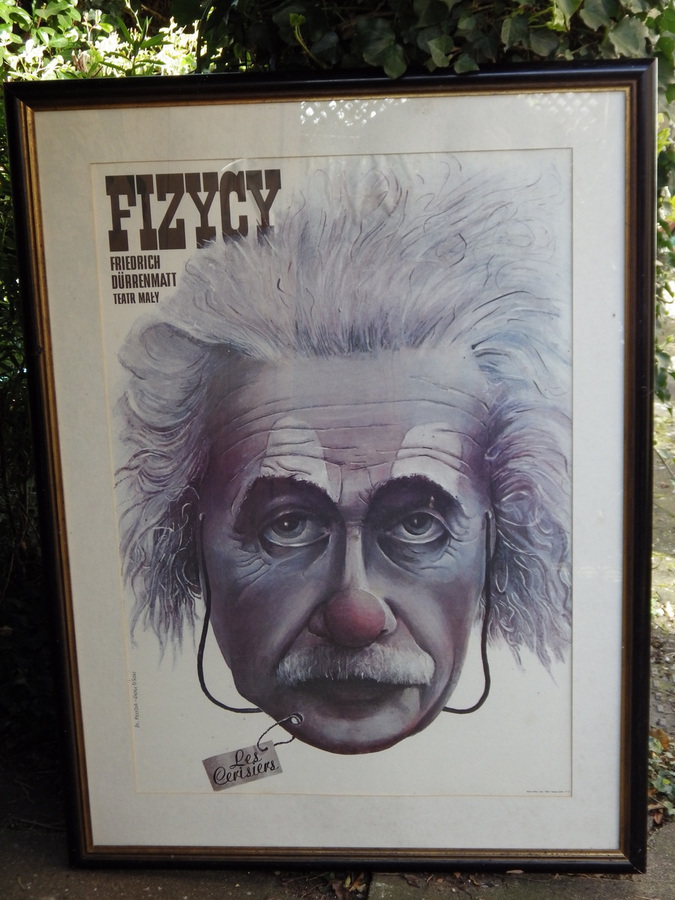 Antique PLOZA DOLINSKI MAR Framed Original 1986 Fizycy - Einstein POLISH THEATRE POSTER