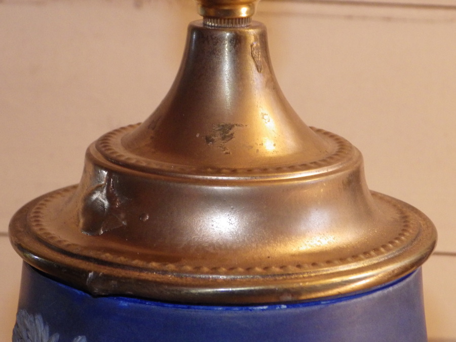 Antique JASPERWARE Antique 19th Century POTTERY LAMP BASE