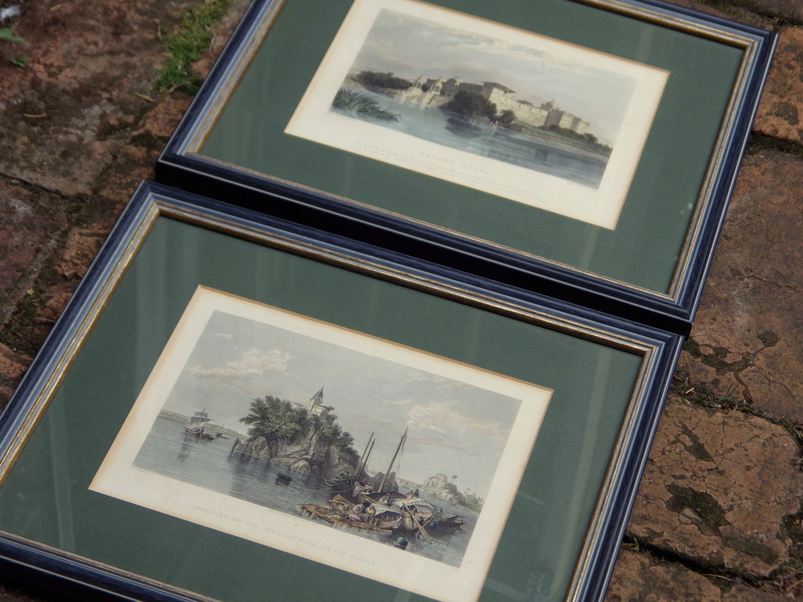 Antique SET OF EIGHT Antique 19th Century Framed Engravings Prints SCENES OF INDIA