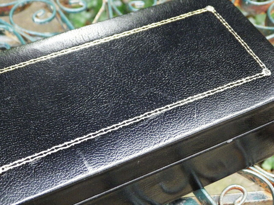 Antique SMYTHSON Fine Quality Black Leather JEWELLERY BOX