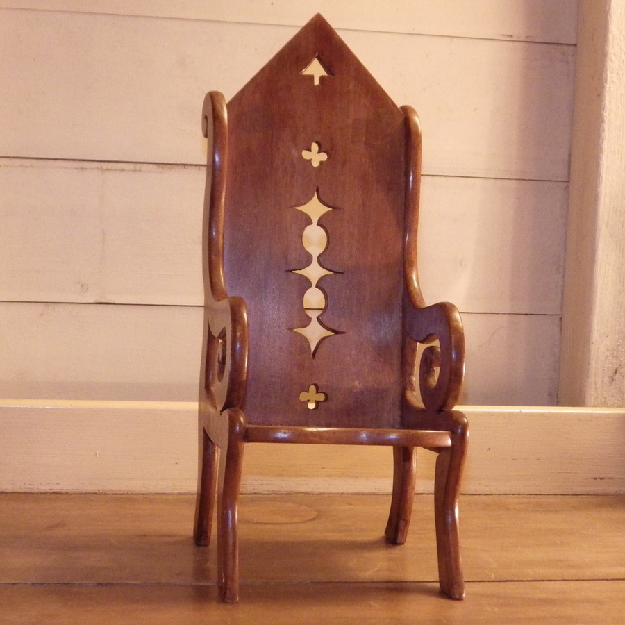 Antique ARTS AND CRAFTS Miniature Satinwood GOTHIC CHAIR