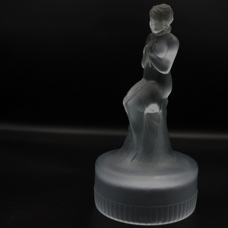 Antique SOWERBY GLASS 1930s Art Deco Frosted Glass NUDE LADY FIGURE