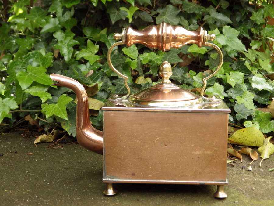 Antique VICTORIAN 19th Century Square Shaped COPPER KETTLE