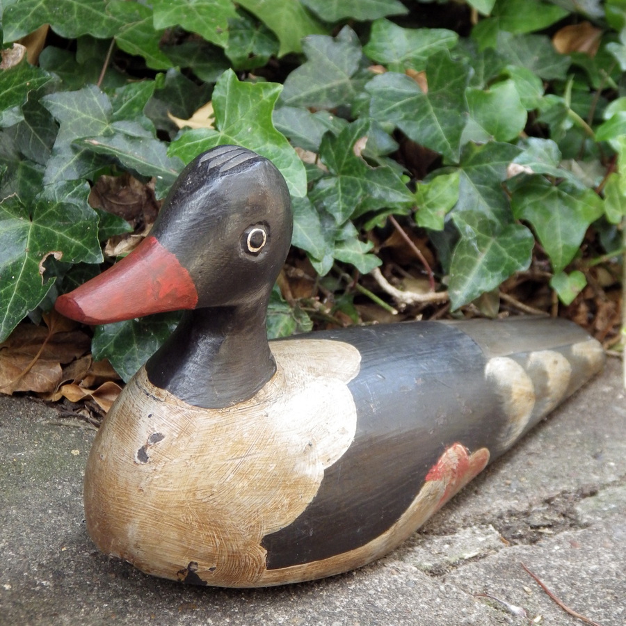 Antique ANTIQUE Beautiful Hand Carved & Painted Wooden DECOY DUCK
