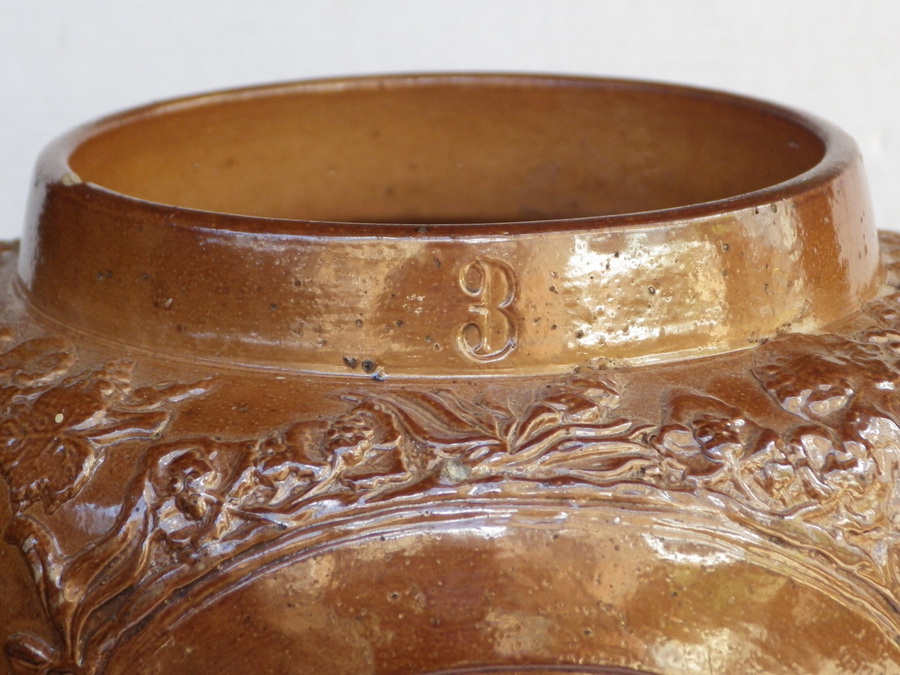 Antique SALT GLAZED Antique 19th Century Stoneware TOBACCO JAR