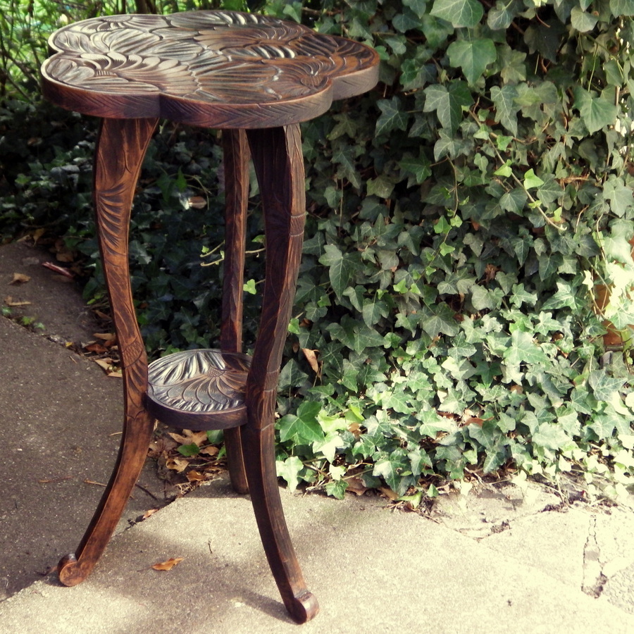 Antique LIBERTY AND CO Japanese Carved Wooden TABLE