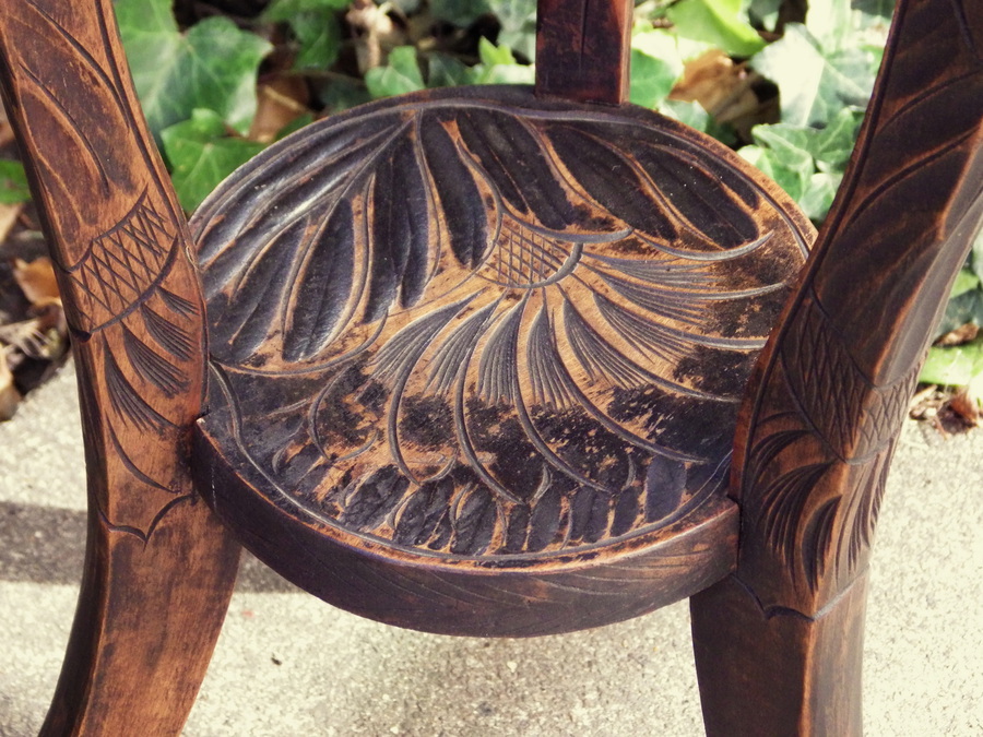 Antique LIBERTY AND CO Japanese Carved Wooden TABLE