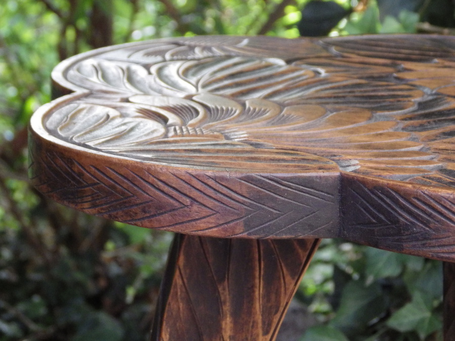 Antique LIBERTY AND CO Japanese Carved Wooden TABLE