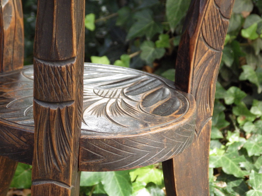 Antique LIBERTY AND CO Japanese Carved Wooden TABLE