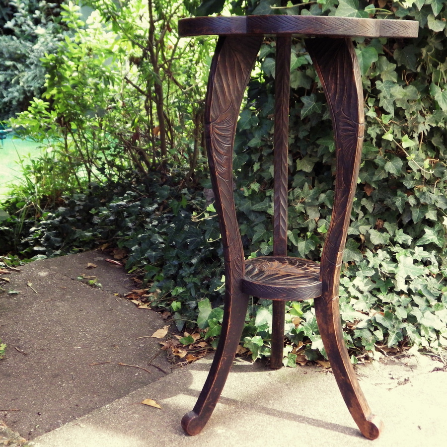 Antique LIBERTY AND CO Japanese Carved Wooden TABLE