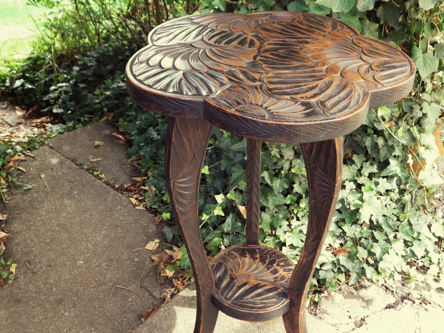 Antique LIBERTY AND CO Japanese Carved Wooden TABLE