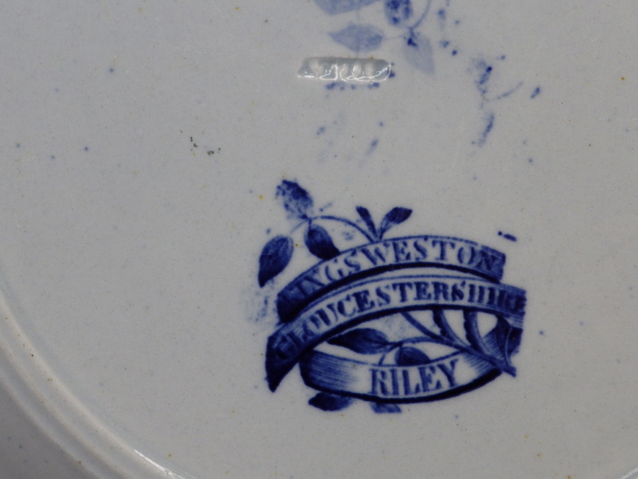 Antique JR RILEY ANTIQUE Early 19th Century Kings Weston Pearlware BLUE & WHITE PLATE