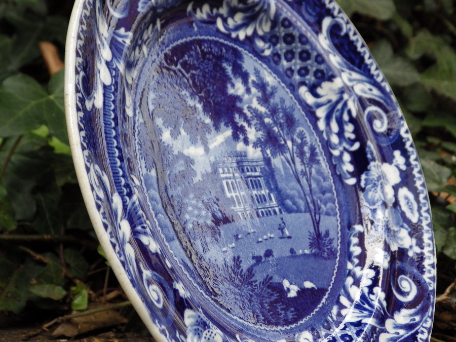 Antique JR RILEY ANTIQUE Early 19th Century Kings Weston Pearlware BLUE & WHITE PLATE