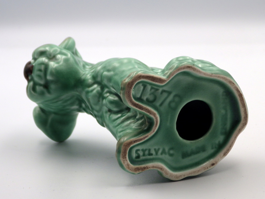 Antique SYLVAC Original Vintage 1378 Green Pottery TERRIER DOG