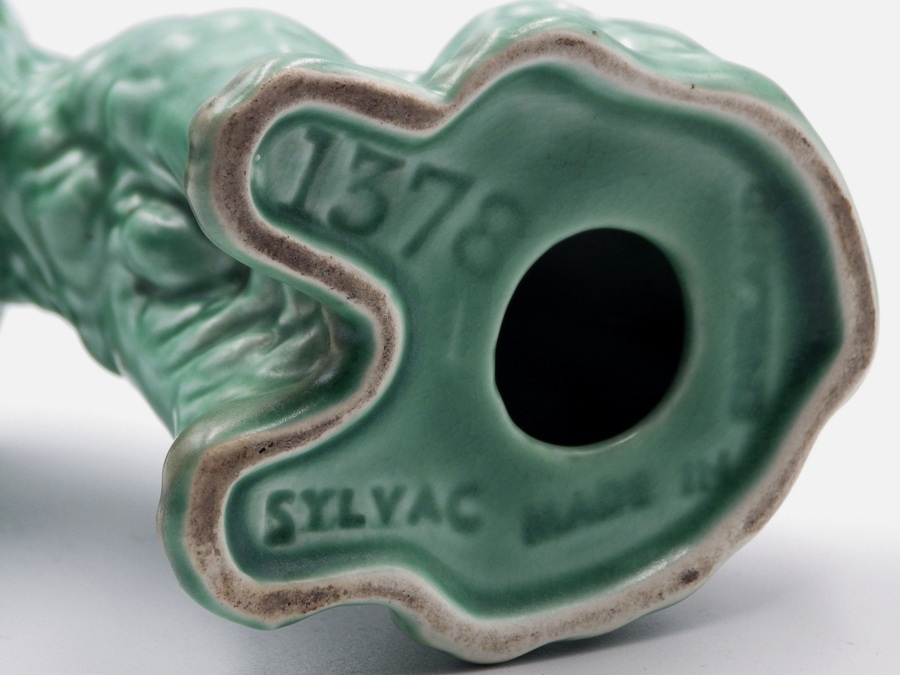 Antique SYLVAC Original Vintage 1378 Green Pottery TERRIER DOG