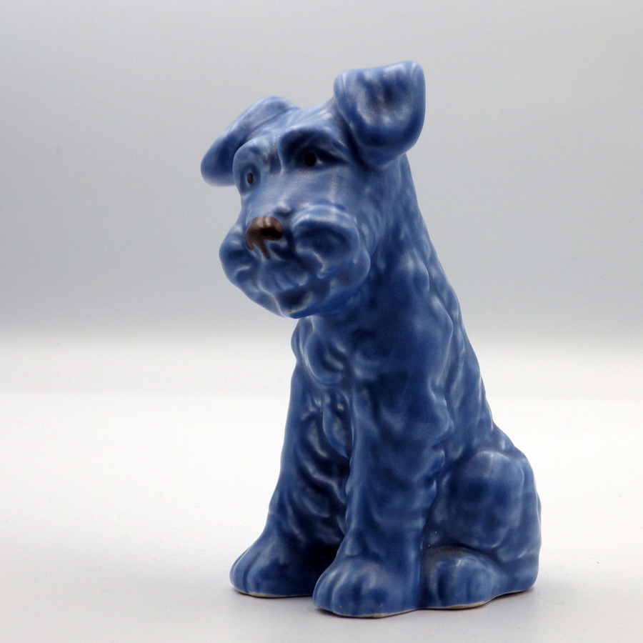 Antique SYLVAC Original Vintage 1378 Blue Pottery TERRIER DOG