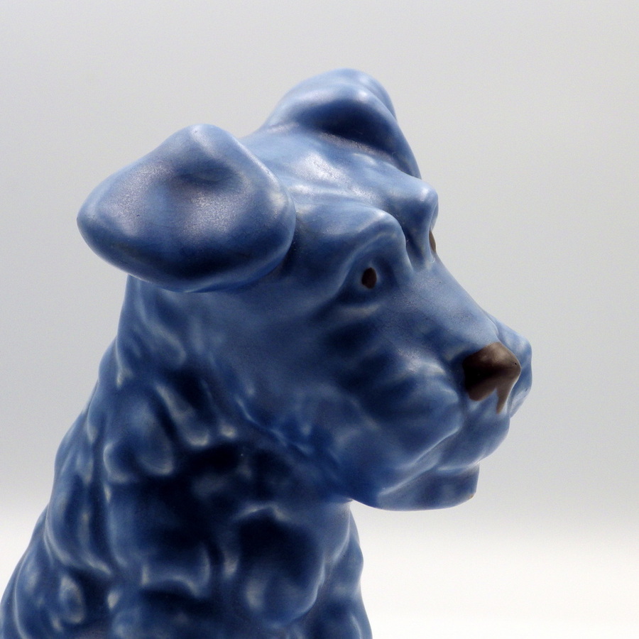 Antique SYLVAC Original Vintage 1378 Blue Pottery TERRIER DOG