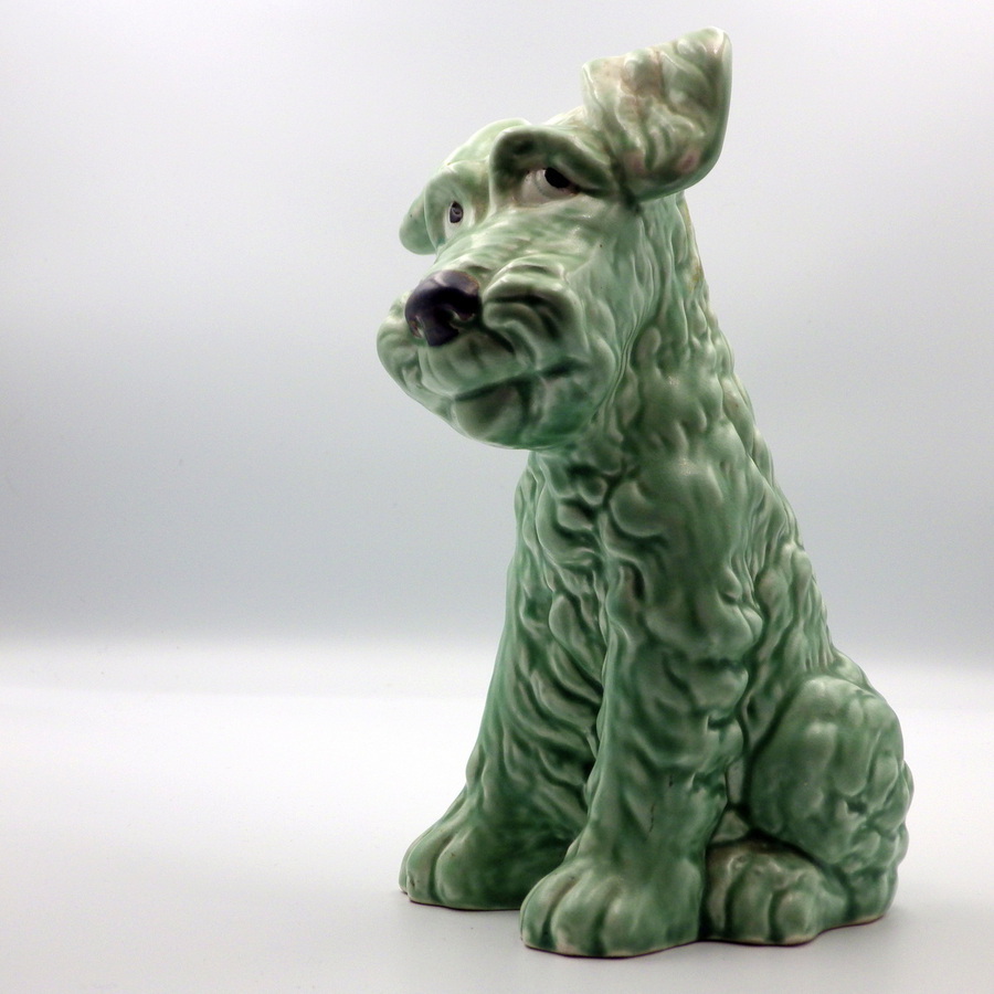 Antique SYLVAC Original Vintage 1379 Light Green Pottery TERRIER DOG