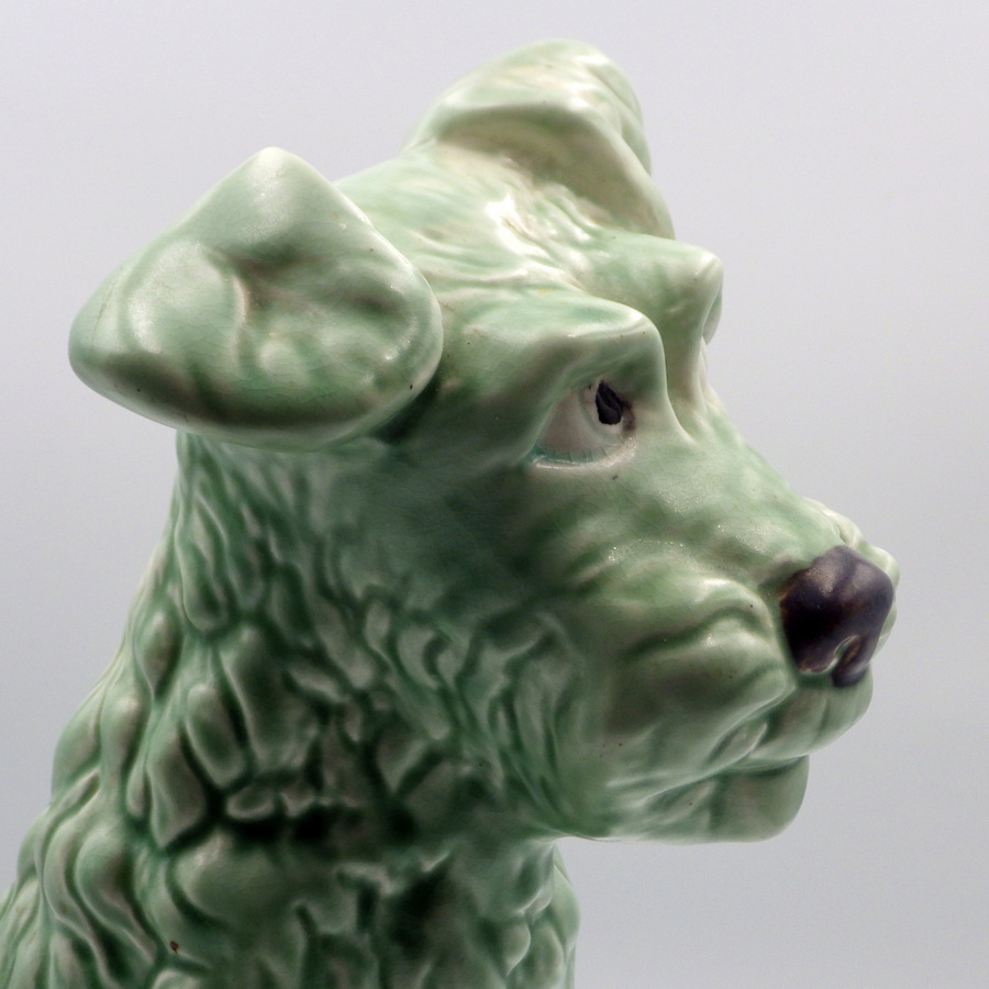 Antique SYLVAC Original Vintage 1379 Light Green Pottery TERRIER DOG