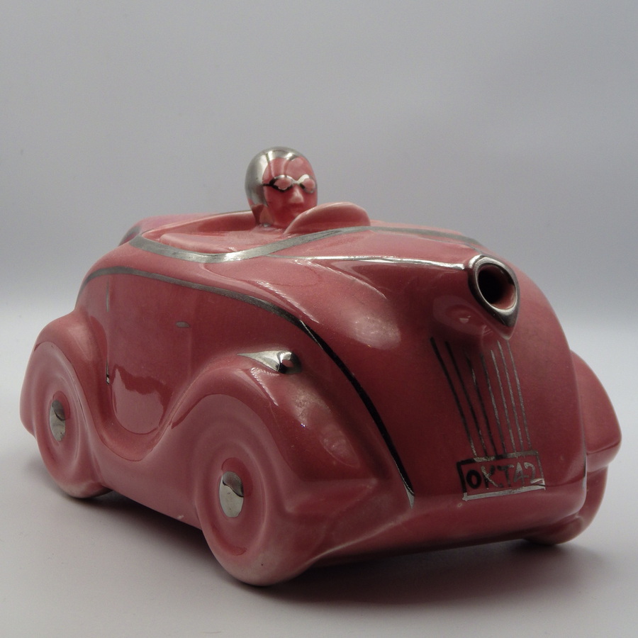 Antique SADLER 1940s Art Deco Pink Pottery RACING CAR TEAPOT | ANTIQUES ...