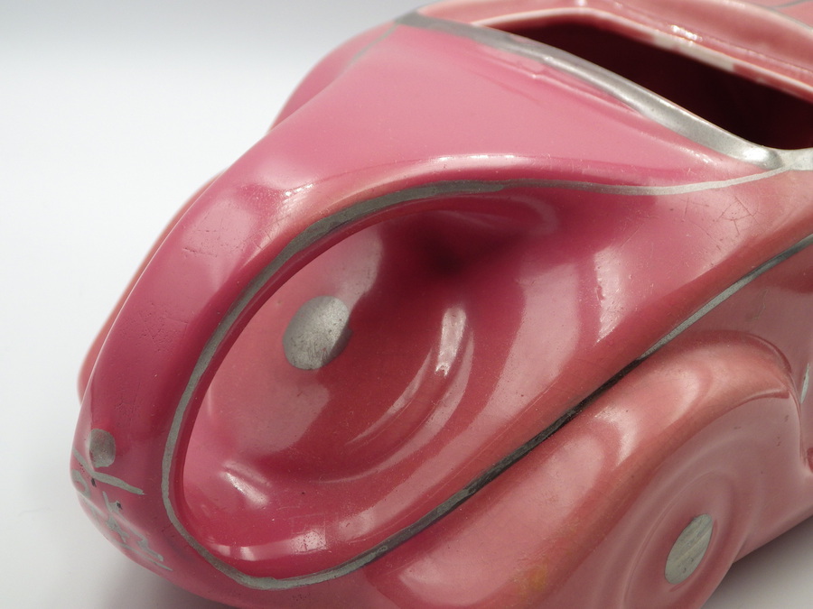 Antique SADLER 1940s Art Deco Pink Pottery RACING CAR TEAPOT