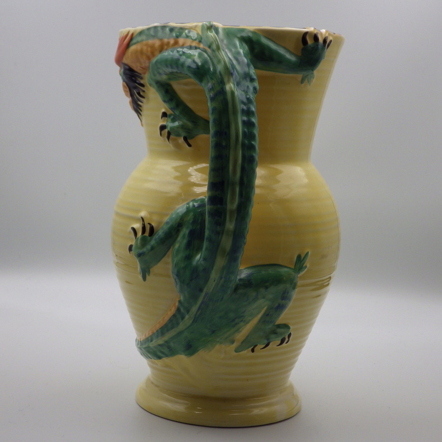 Antique BURLEIGH WARE 1930s Art Deco Yellow DRAGON JUG