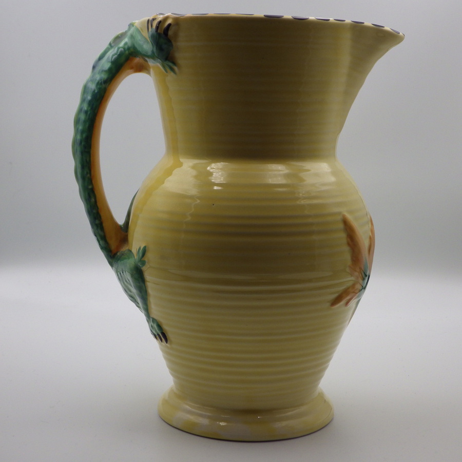 Antique BURLEIGH WARE 1930s Art Deco Yellow DRAGON JUG