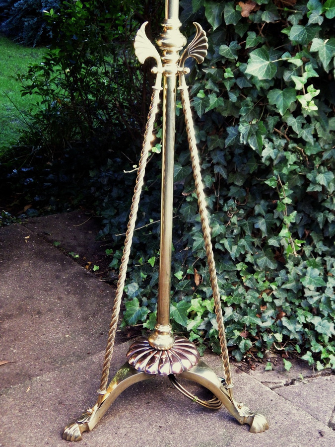 Antique ARTS & CRAFTS Original Antique WAS Benson Style Extending BRASS STANDARD LAMP