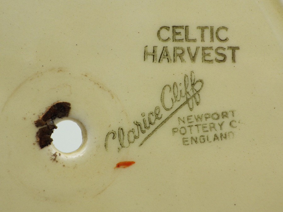 Antique CLARICE CLIFF Celtic Harvest Art Deco CHROME CAKESTAND